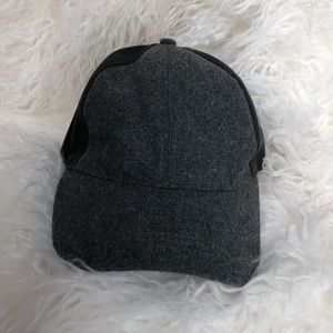 Wool and Faux Leather Baseball Cap